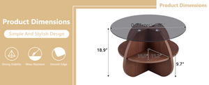 Creative Cross-Structure Round Coffee Table with Glass Top