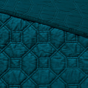 3 Piece Velvet Quilt Set Teal King/Cal King