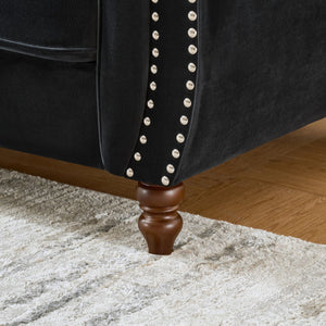 Chesterfield 3 And 2 Seater Upholstery Sofa With Roll Armrest & Nailhead Fabric Couch