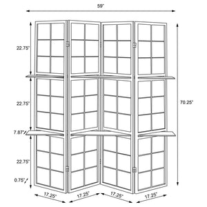 4 Panel Folding Screen With Shelves - Brown