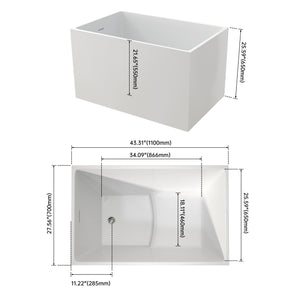 43" Acrylic Freestanding Bath Tub Modern Soaker Tub