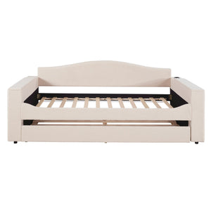 Upholstered Daybed With Storage Armrests, Trundle And Latest Integrated tooth Audio System