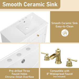 Modern Bathroom Vanity With Ceramic Sink, Freestanding