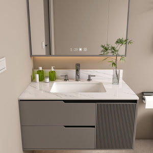 Bianco Carrara Venato Elegant Marble Vanity Top, Bathroom Vanity With Undermount Sink, Sintered Stone
