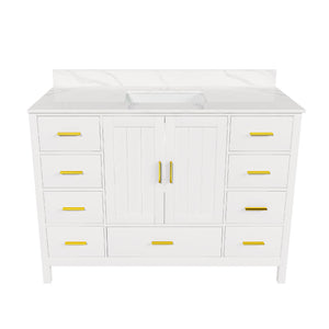 48" Modern Solid Wood Bathroom Vanity with Sink, 49" Carrara