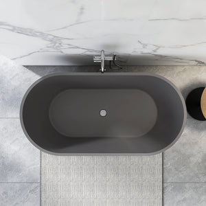 63 Inch Solid Surface Oval Shape Freestanding Bathtub