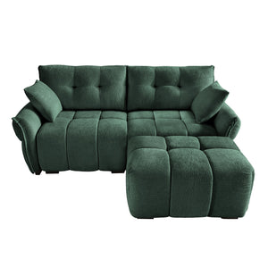 Modern Chenille Fabric 2-Seater Sofa With Ottoman