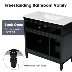Bathroom Vanity With Sink, Freestanding Cabinet & Drawers