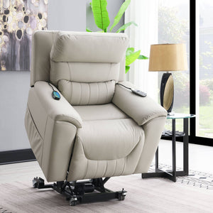 Marsha - Power Recliner With Lift & Massage - Light Gray