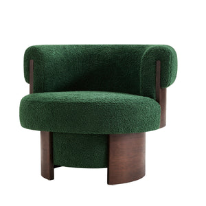 Modern 32" Wide Curved Sculptural Swivel Barrel Chair