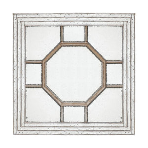 Antique Style Decorative Square Wall Mirror With Mirrored Frame, Wall Decor For Living Room Entryway, Console Lean Against Wall - Silver