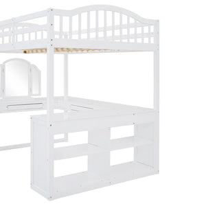 Loft Bed With Drawers, Cabinet, Shelves With Desk