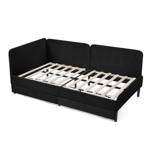 Upholstered Platform Bed Frame With 2 Storage Drawers And Adjustable Sofa Bed