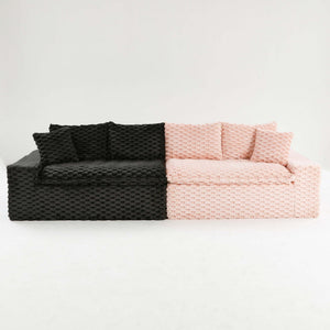 Multifunctional Sofa Pink Black, Fits 4 People