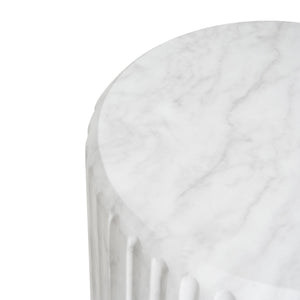 Outdoor Cicci Carved Side Table, White