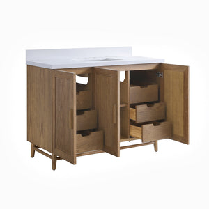 Fully Assembled 48" Freestanding Single Sink Light Coffee Bathroom Vanity