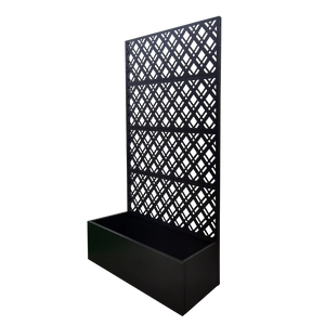 Rhombus Black Metal Planter Raised Garden Bed with Trellis