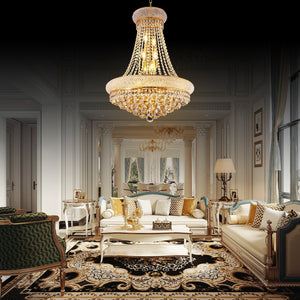 24-Inch Gold Crystal Chandelier, 12-Light French Empire Style Ceiling Light