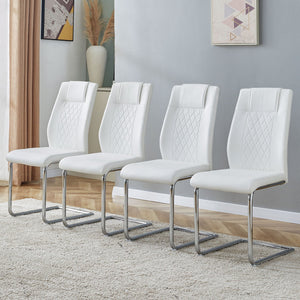 Modern Dining Chairs With Padded Seat, Metal Legs