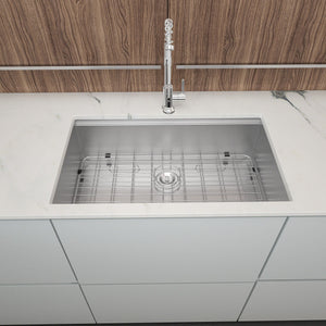 30" Undermount Kitchen Sink 16 Gauge Ledge Workstation - Brushed Nickel
