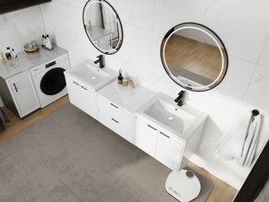 72" Bathroom Vanity With Resin Sink, Soft Close Doors, and 1-Side Cabinet