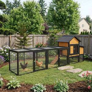 119.5" Outdoor Wooden Chicken Coop with Run