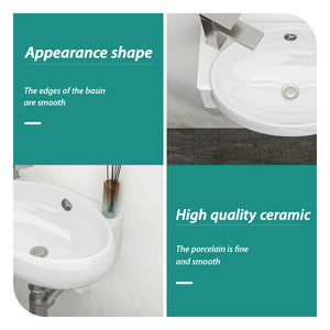 Modern Aesthetic Rectangle Wall Mount Bathroom Sink With Single Faucet Hole