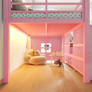 Twin Low Loft Bed with Multi-Storage Spaces