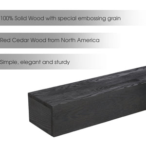 48'' Embossed Fireplace Mante, Wall Mounted Floating Shelf - Black