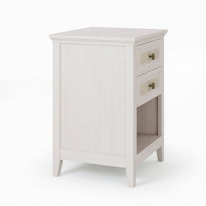 Nightstand With 2 Drawers & Shelf - White