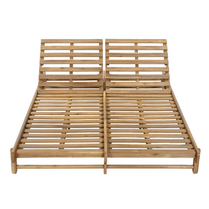 Light Teak Finish Acacia Wood Double Chaise Lounger