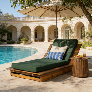 Acacia Wood Chaise Lounge with Movable Cushions