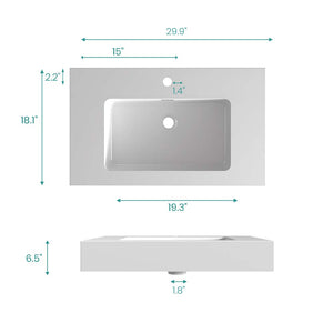 Glossy White Integrated Solid Surface Basin