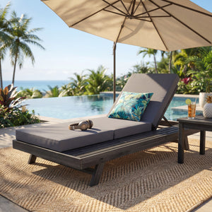 Lounge Chaise Set, Space Available On One Side, Acacia Solid Wood