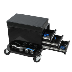 Rolling Creeper Garage Seat With 3 Built-In Drawers