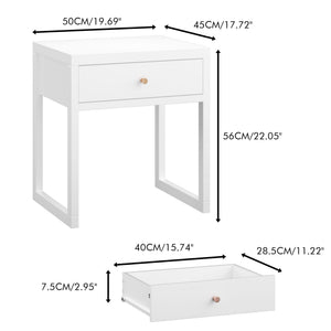 Nightstand With Drawer - Minimalist White Bedside Table