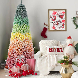 7.5ft Rainbow Gradient Flocked PVC Christmas Tree