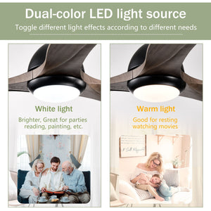 Indoor Outdoor Ceiling Fan With Light With Remote Control, Noiseless Reversible Motor, 6 Speed, 3 Color
