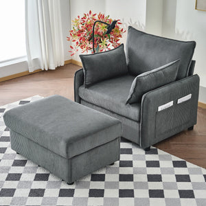 Comfy Oversized Chaise Lounge Chair With Ottoman And Storage