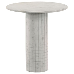 Preston - 2 Piece Coffee And End Table Set With Cylindrical Pedestal Bases, Round Design - White