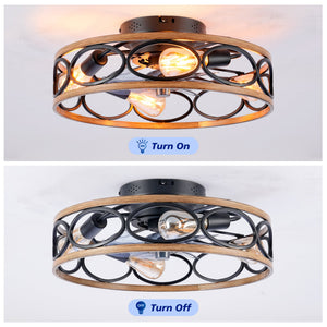 19-Inch 7-Blade Caged Flush Mount Ceiling Fan with Remote Control