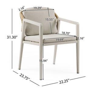 Outdoor Dining Chair (Set of 2) Wicker Rattan Woven Patio Chairs, Waterproof Seating - Gray