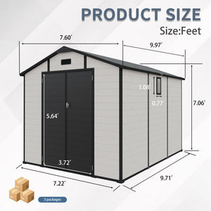 8x10 FT Plastic Outdoor Storage Shed