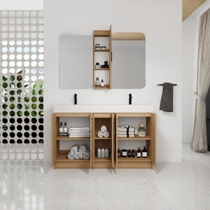 60" Double Sink Bathroom Vanity Set with Tall Cabinet