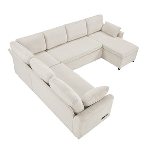 Convertible U-Shaped Sectional Sofa Bed With Reversible Chaise