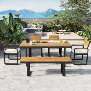 6-Piece Outdoor Dining Set with Acacia Wood
