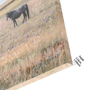 Horse Framed Wall Art Decor for Living Room - Denim Brown