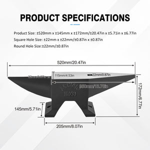 Heavy Duty Cast Steel Anvil, 22 Lbs Single Horn With Large Countertop, High Hardness For smithing