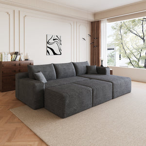 95" Cloud Sectional Sofa with 2 Ottomans
