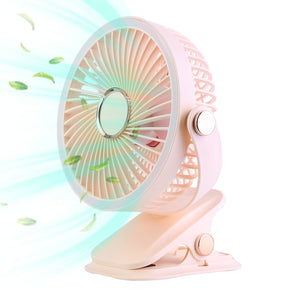 Portable Quiet Clip On Fan With 5 Speeds 3 Brightness 720¡ Fully Adjustable Angle Type-C Rechargeable Clip Desk Wall Mounted Fan For Camping Office Ho
